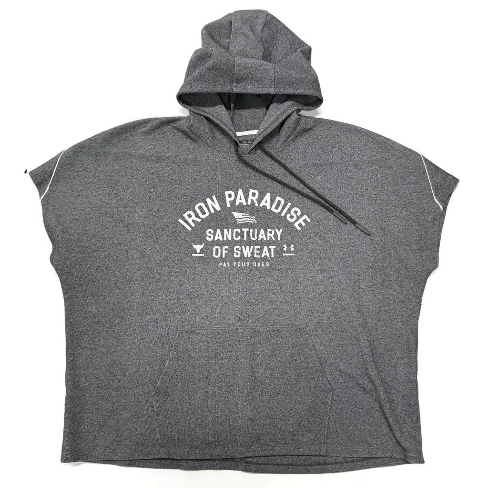 Under Armour Project Rock Double Knit Hoodie Womens 2XL Gray Pullover Gym